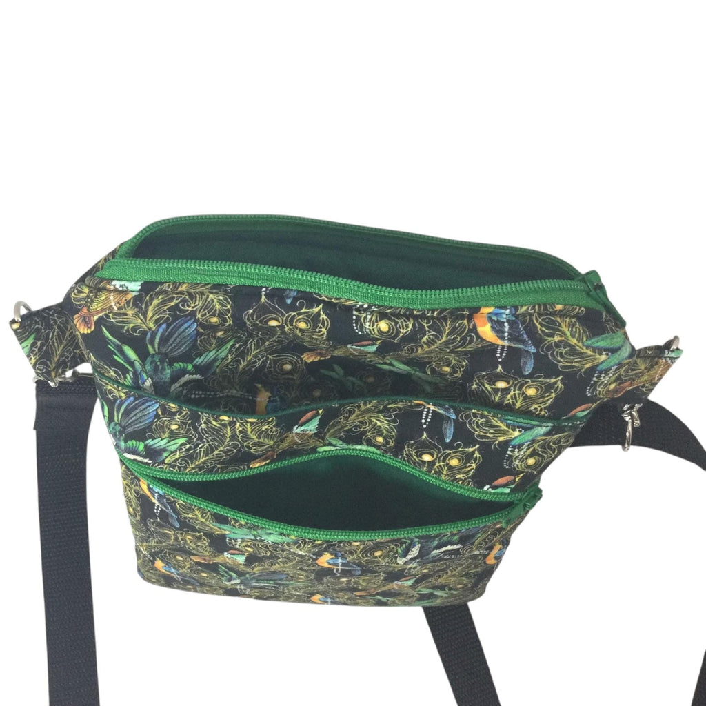 Liberty fabric slim phone shoulder bag with multi pockets, teen messenger style floral phone pouch, mini clutch bag, clubbing festival bag,