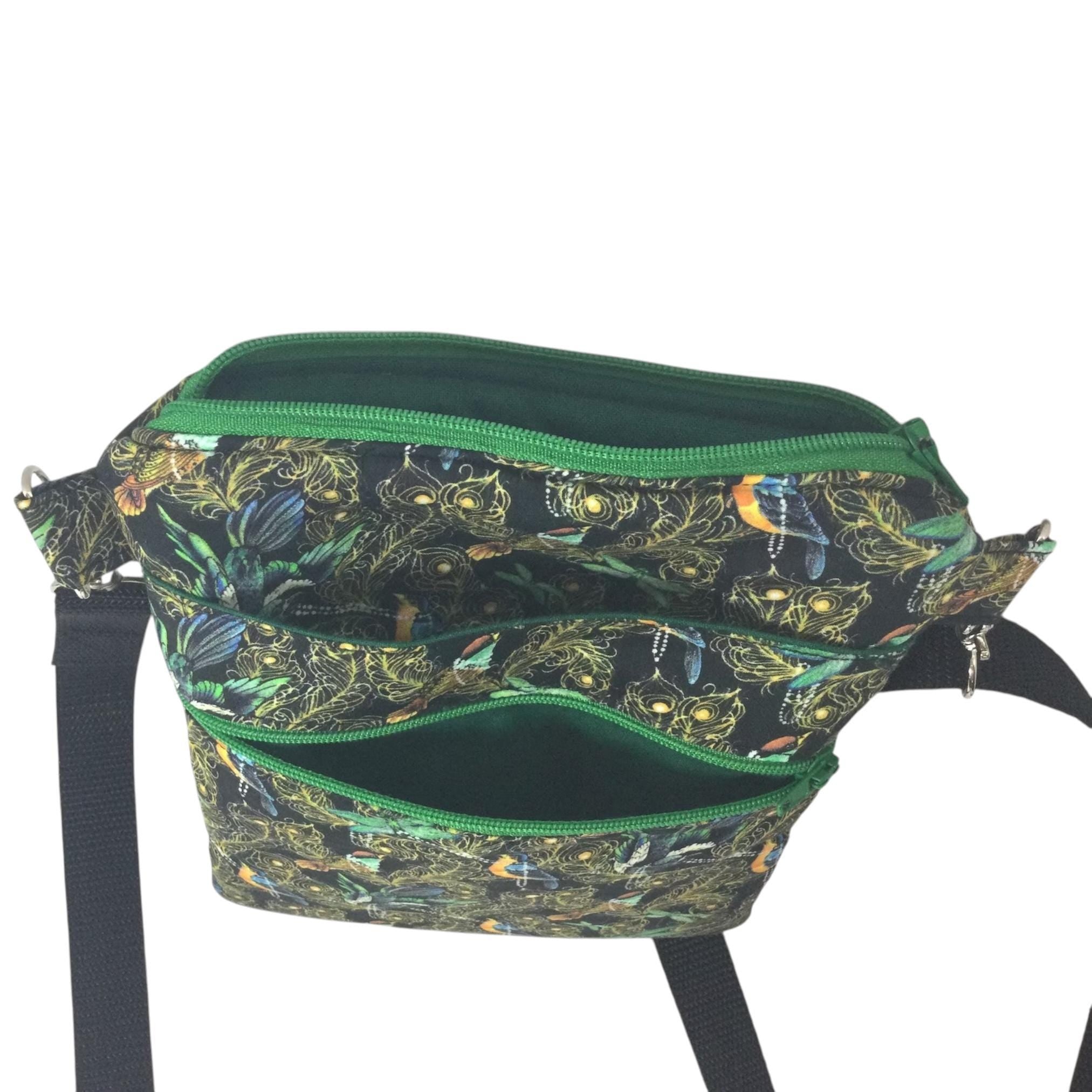 Liberty fabric slim phone shoulder bag with multi pockets, teen messenger style floral phone pouch, mini clutch bag, clubbing festival bag,