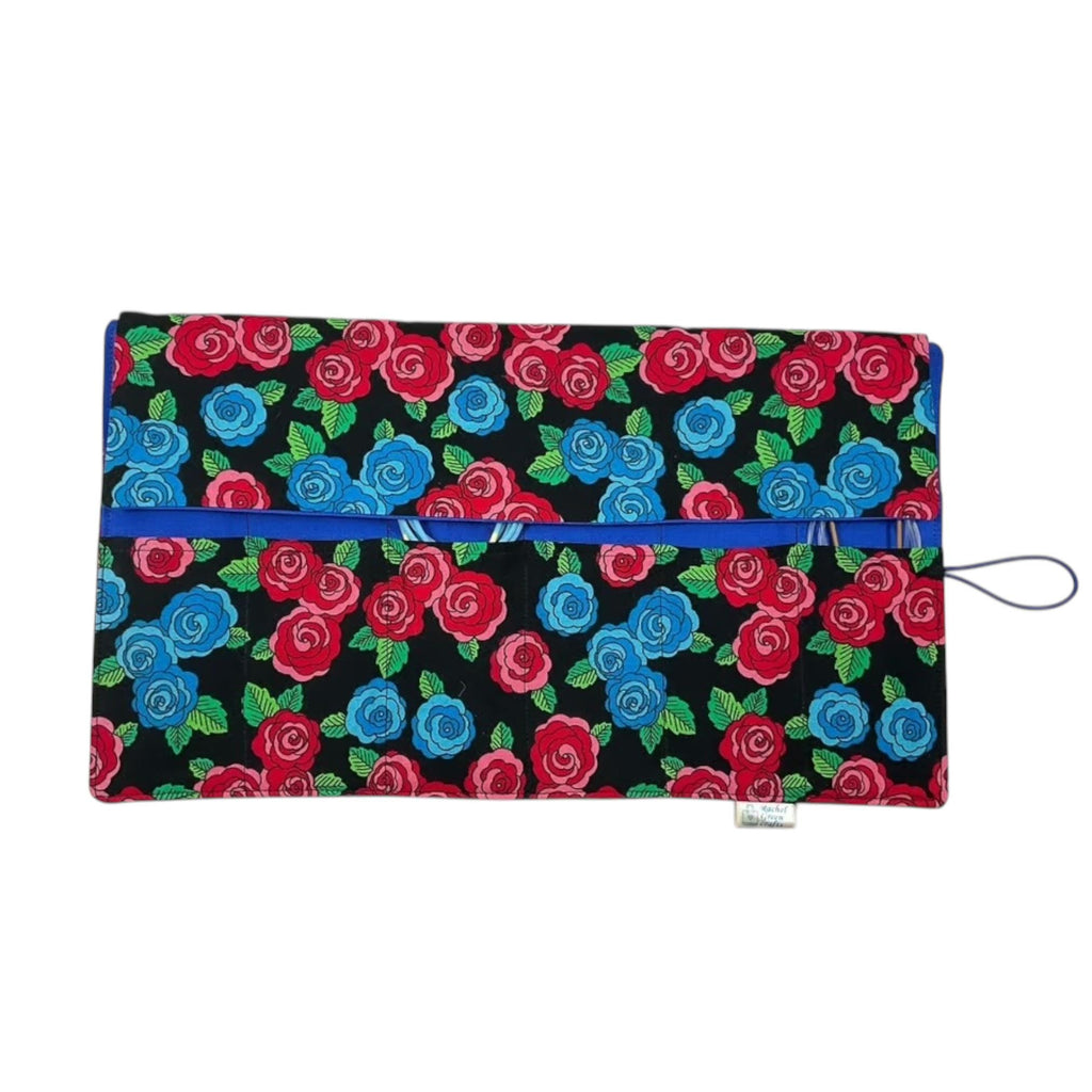 Circular needle case, floral  needle case, fixed circular case, sock needles case, knitting needle roll, knitters gift, needle holder,