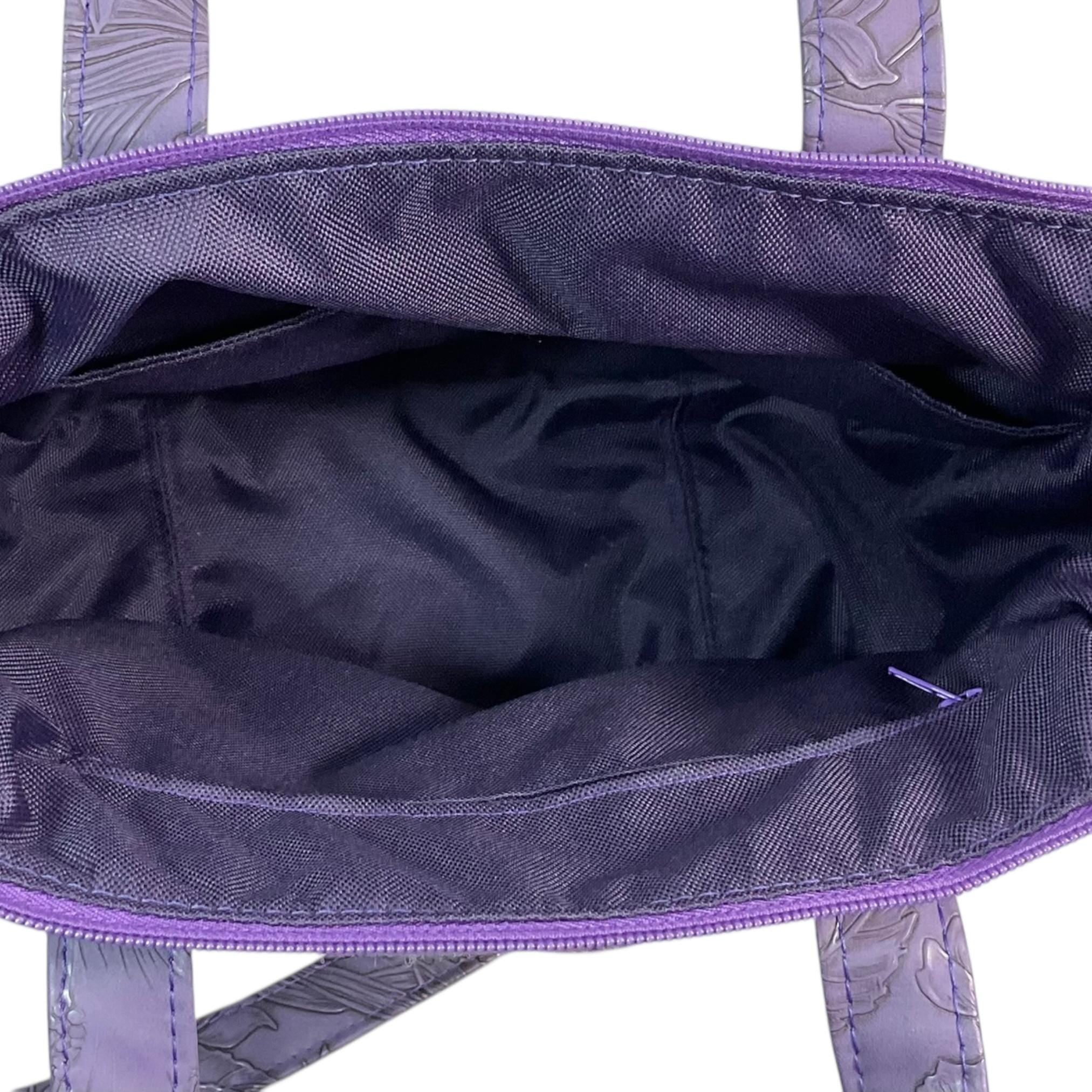 Harris tweed Crossbody Handbag, floral faux leather tote, purple  shoulder bag,  zip pocket large adjustable strap organiser bag
