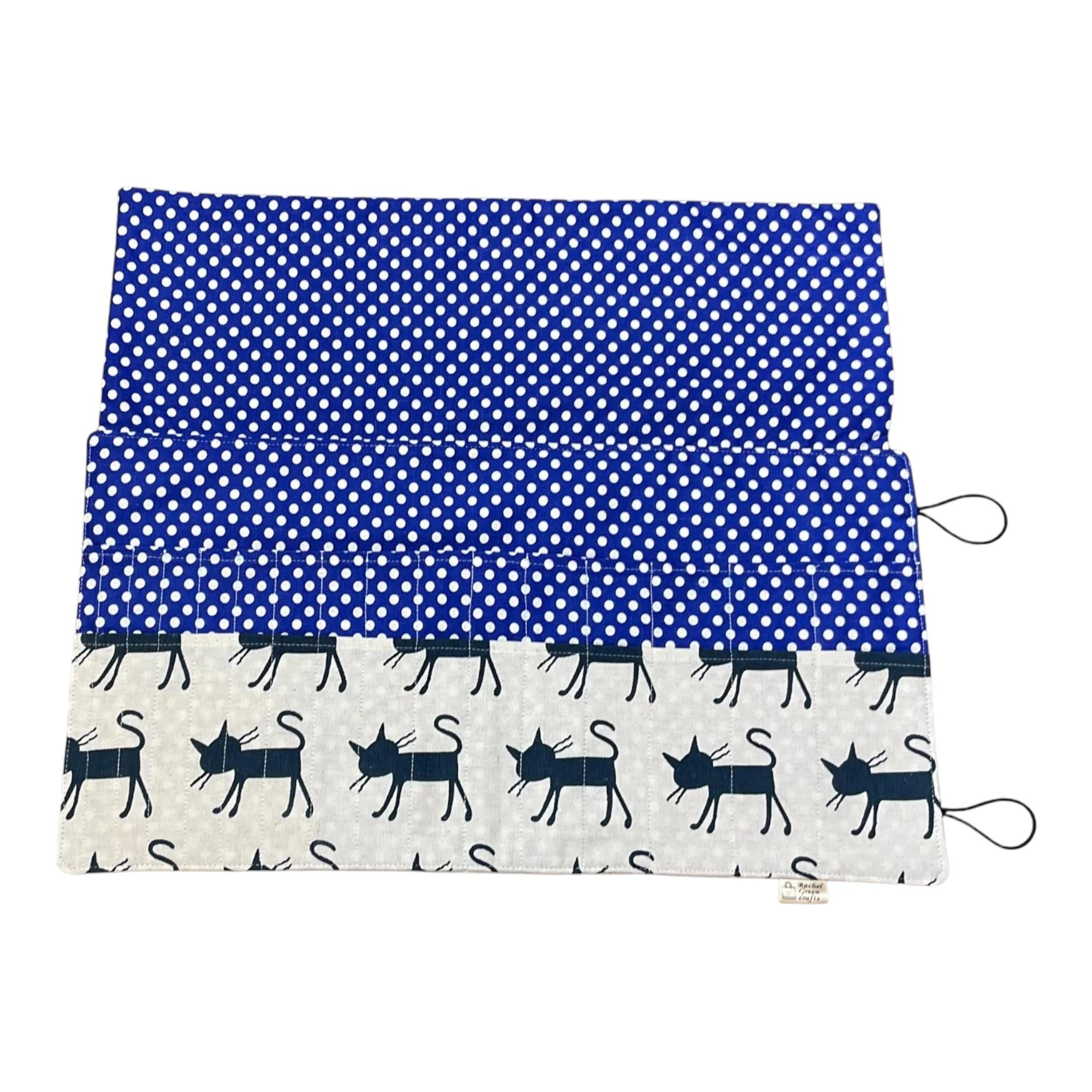 Double pointed knitting needle case with cats,  DPN or crochet hook case, sock knitters gift,