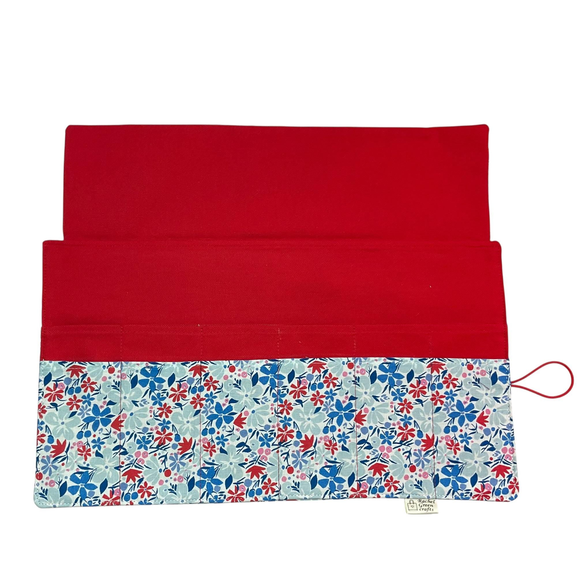 Circular needle case made from Liberty floral fabric, fixed circular sock needle pouch, knitting needle roll, knitters gift, needle holder,