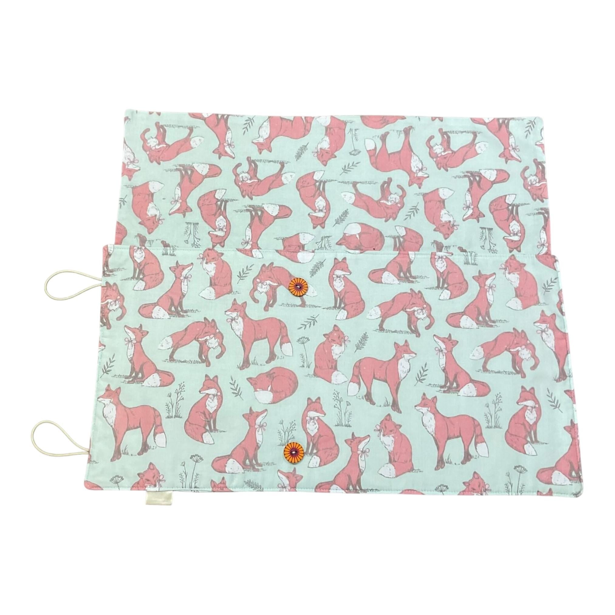 Double pointed knitting needle case with foxes,  DPN or crochet hook case, sock knitters gift,