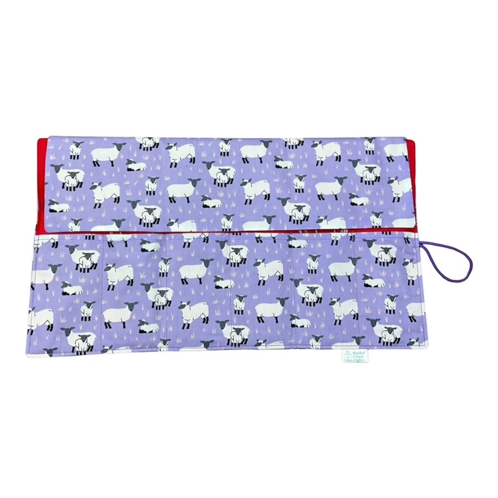 Circular needle case, sheep needle pouch, fixed circular wallet, sock needles, knitting needle roll, knitters gift, folding needle holder,