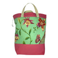 Extra Large canvas drawstring knitting bag with hummingbirds and butterflies print, multi pockets project bag with handles