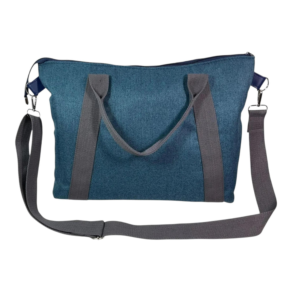 Knitting and crochet tote bag with zip top, large sheep organiser crossbody bag