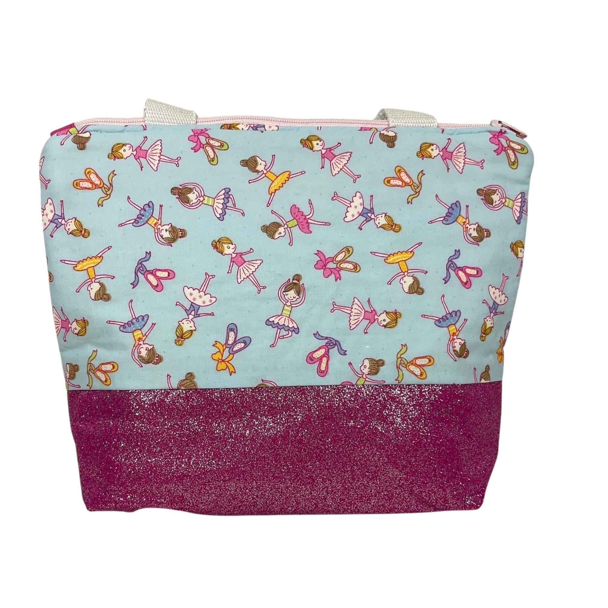 Girls toiletries  bag, ballet bag, small tote bag, glittery pink bag, ballerina tote, girls wash bag, waterproof bag, pink cosmetics bag