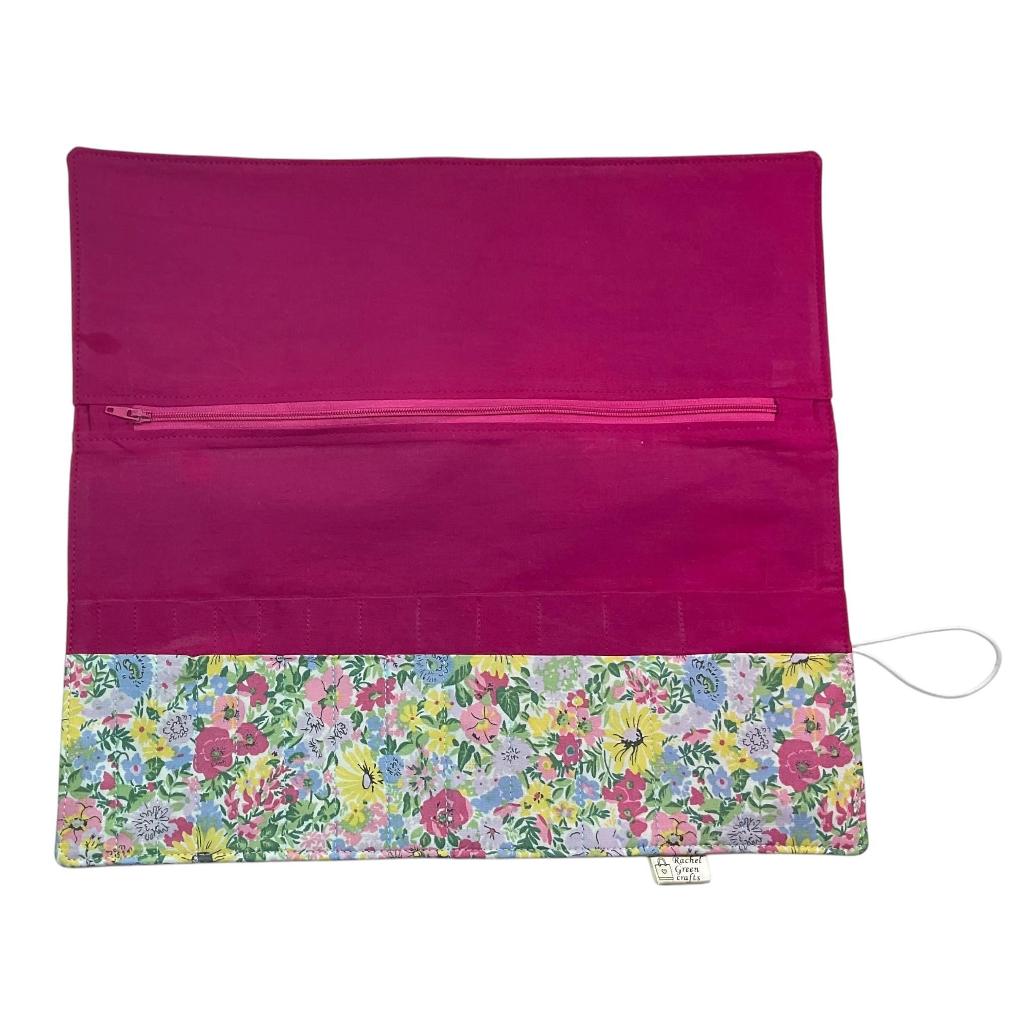 Interchangeable knitting needle case with Liberty fabric , floral addi case, chiagoo wallet, knit pro organiser pouch, hiya hiya case,
