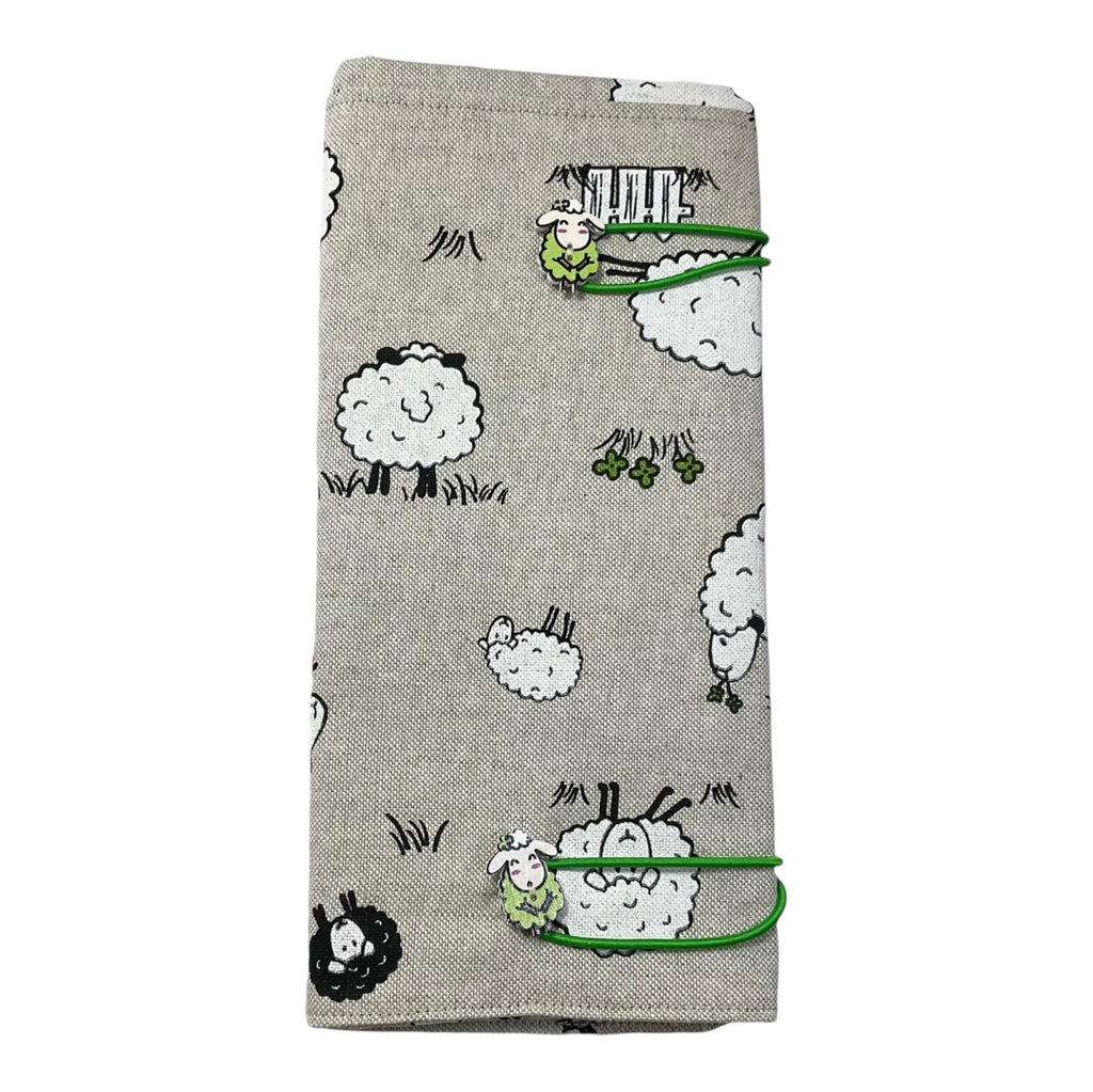 Double pointed knitting needle case with sheep in fields, DPN or crochet hook case, sock knitters gift,