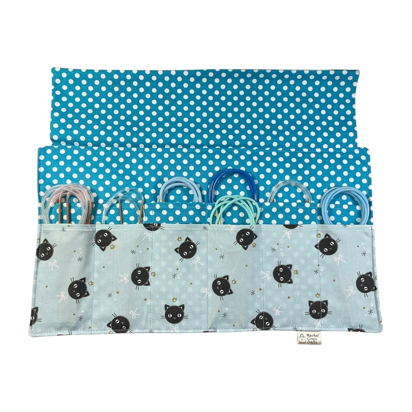 fixed Circular knitting needle case with cats