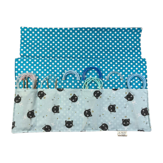 fixed Circular knitting needle case with cats