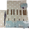 interchangeable and double pointed needle case with turquoise sheep, knitting needle pouch, hiya hiya case, knit pro wallet