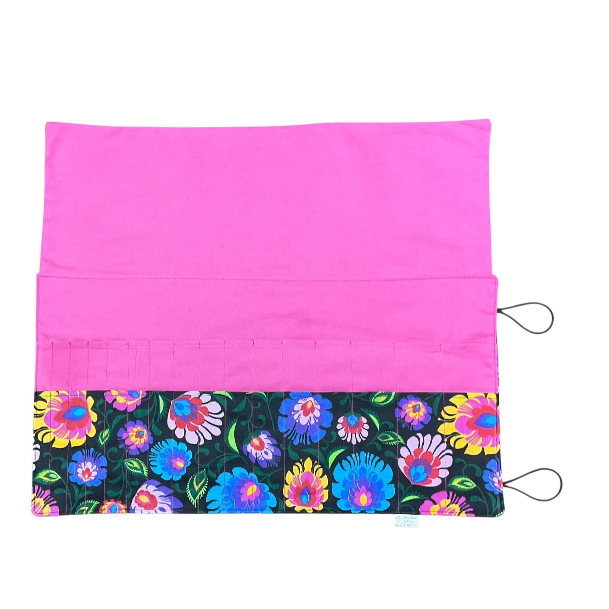 Double pointed floral knitting needle case, sock needle roll,  organiser, knitters gift