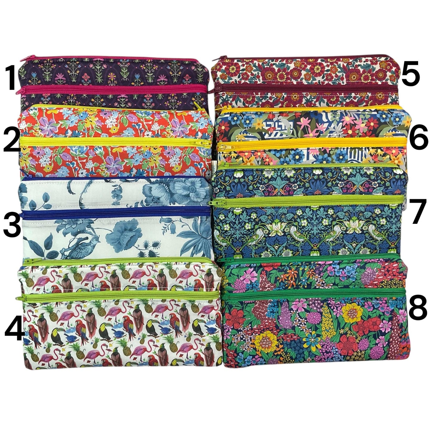 Liberty fabric two zip pocket pouch,