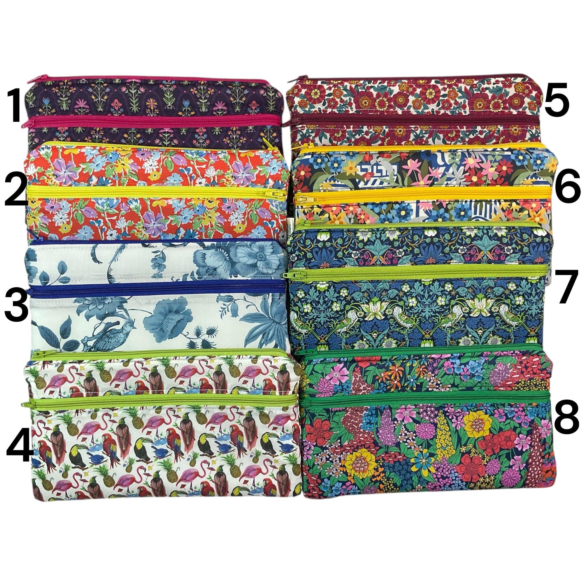 Liberty fabric two zip pocket pouch, double pocket case, 2 pocket zipper floral water resistant case, ladies gift, girls privacy pouch