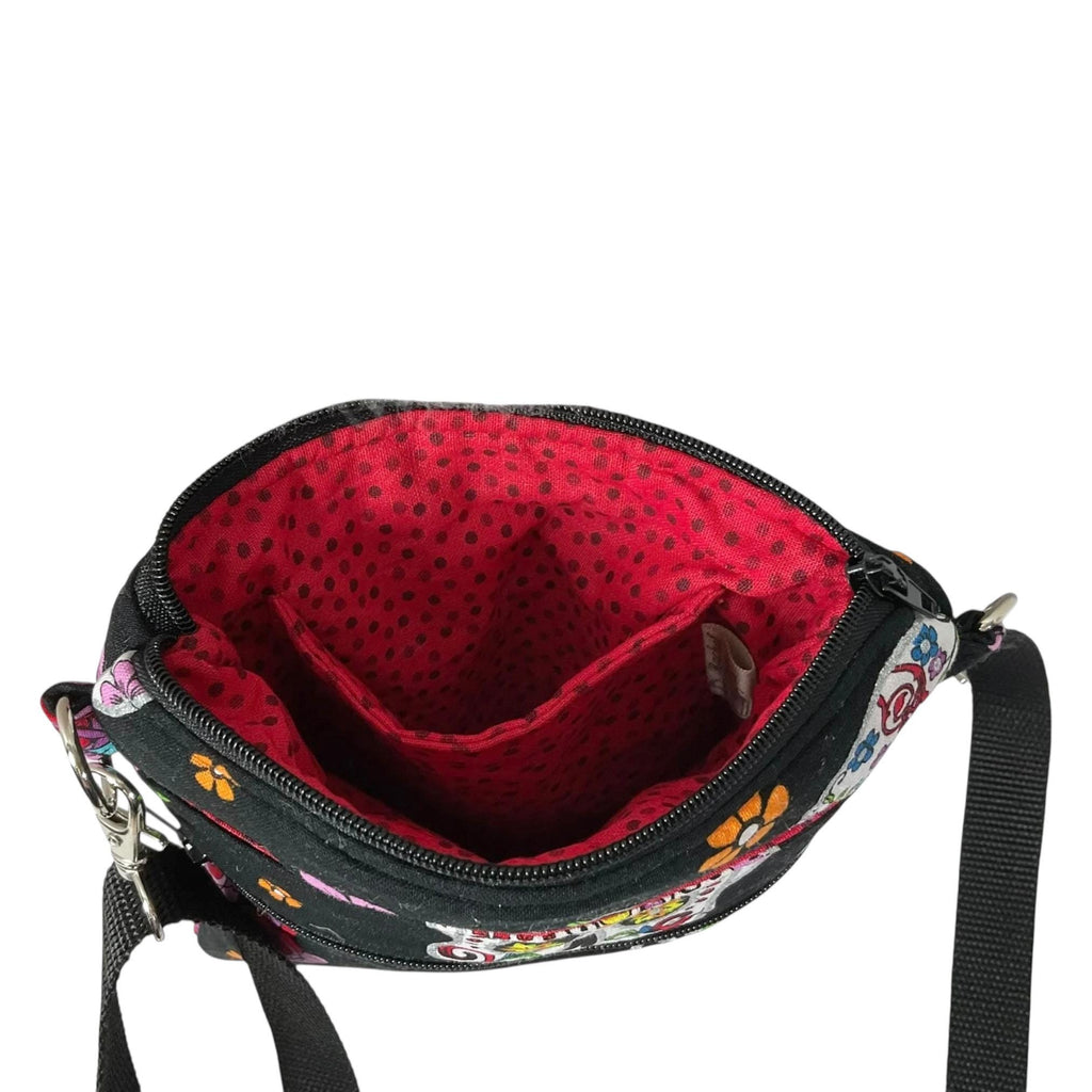 Colourful sheep print slim phone shoulder bag with multi pockets, teenager messenger sugar skull , mini clutch bag, clubbing festival bag