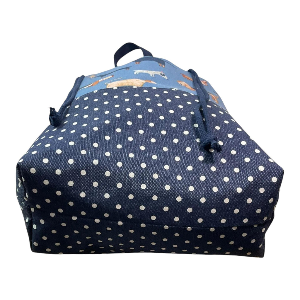 XXL  drawstring knitting bag with Dog breeds print, supersized multi pockets project bag with handles , dog lover gift