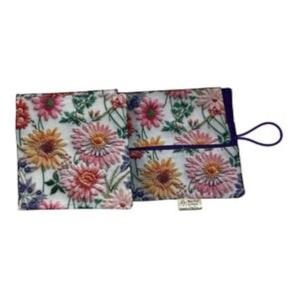 Circular needle case for short needles in floral print, needle wallet, fixed 16" case, 9" sock needles, 12" , knitters gift, needle holder,