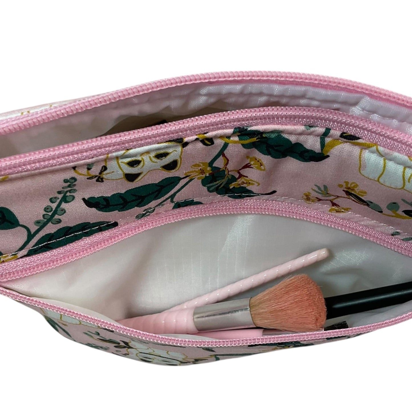 Cosmetics 2 pocket pouch with cat print