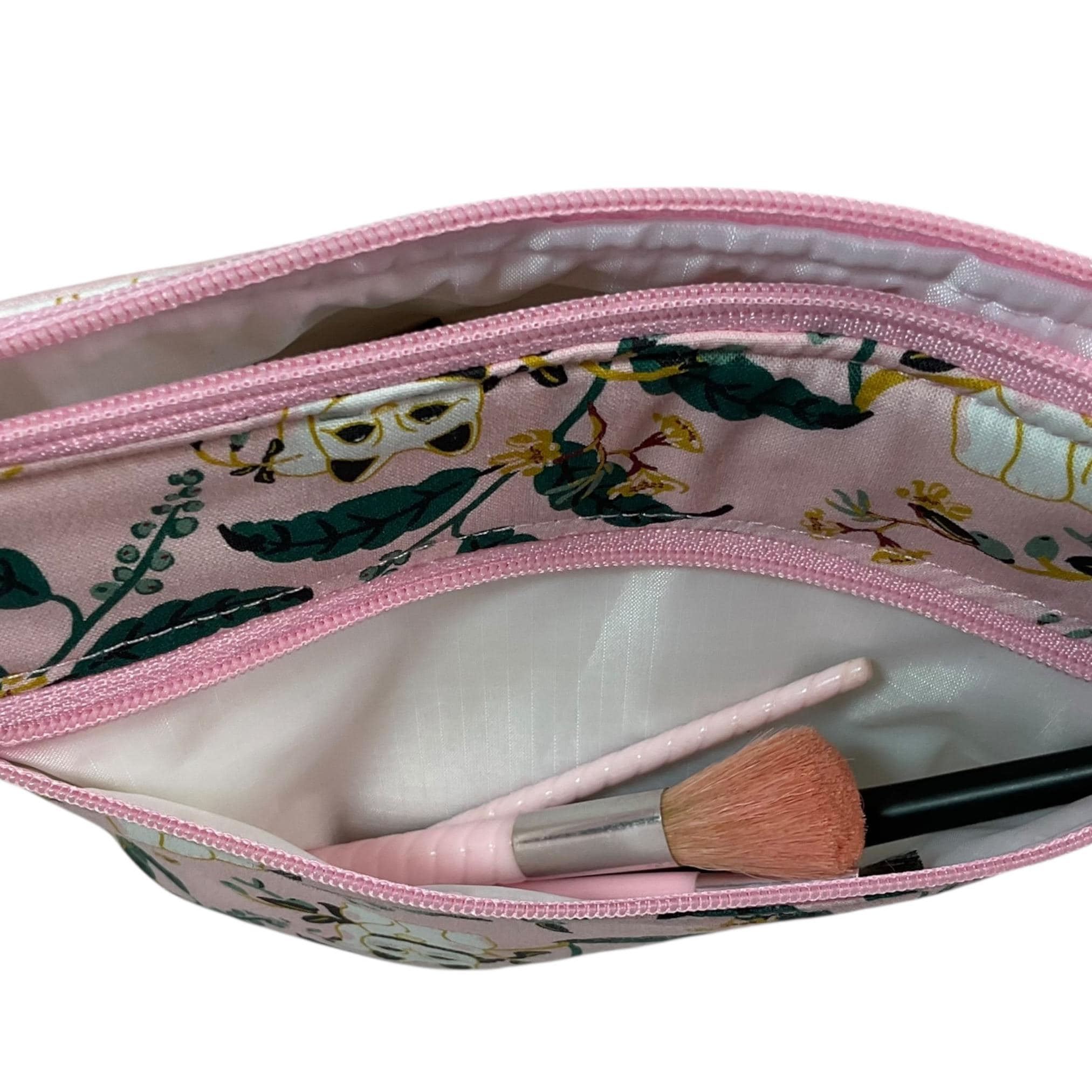 Cosmetics bag with cat print and 2 pockets,  makeup pouch, water resistant case, notions zipper pouch, cat lover gift