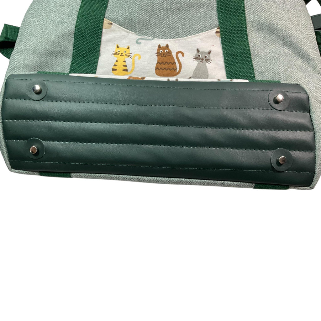 Knitting and crochet tote bag with zip top, large cats organiser crossbody bag