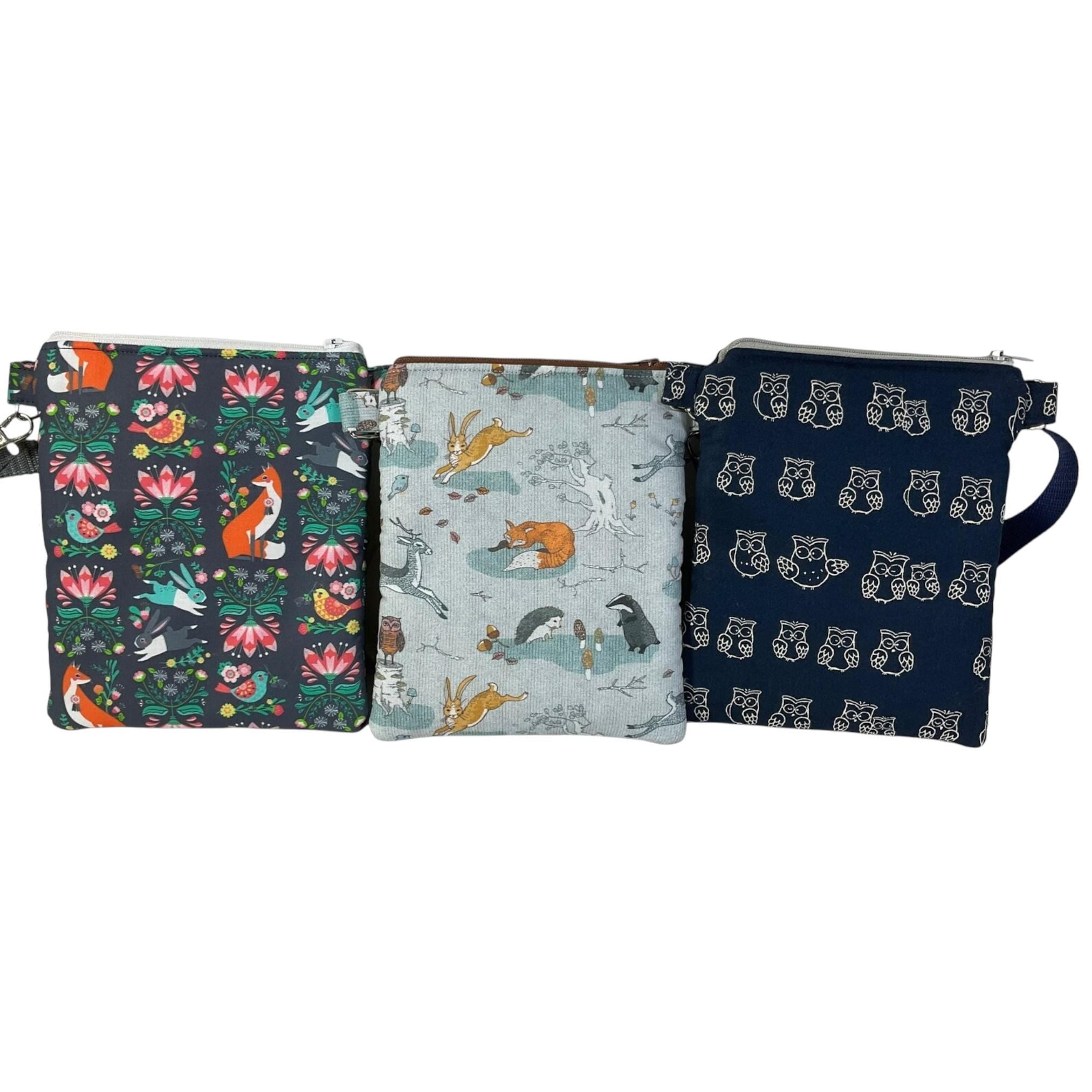 Woodland print small shoulder phone bag, Deer, fox, rabbit, hedgehog  handbag, teenager purse, essentials bag