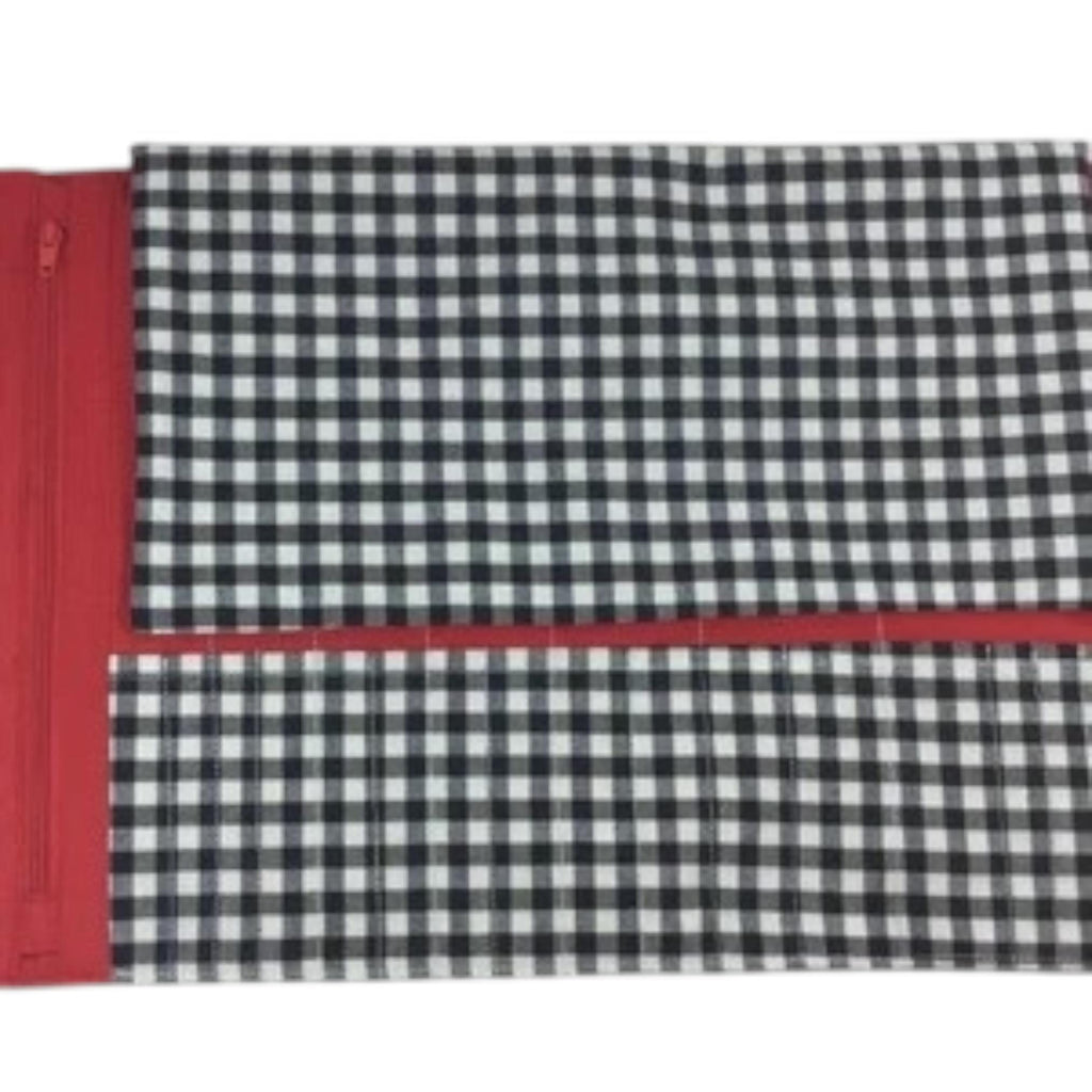 Black and white gingham interchangeable and double pointed needle case, checked knitting needle pouch,knit pro wallet, sock needle case