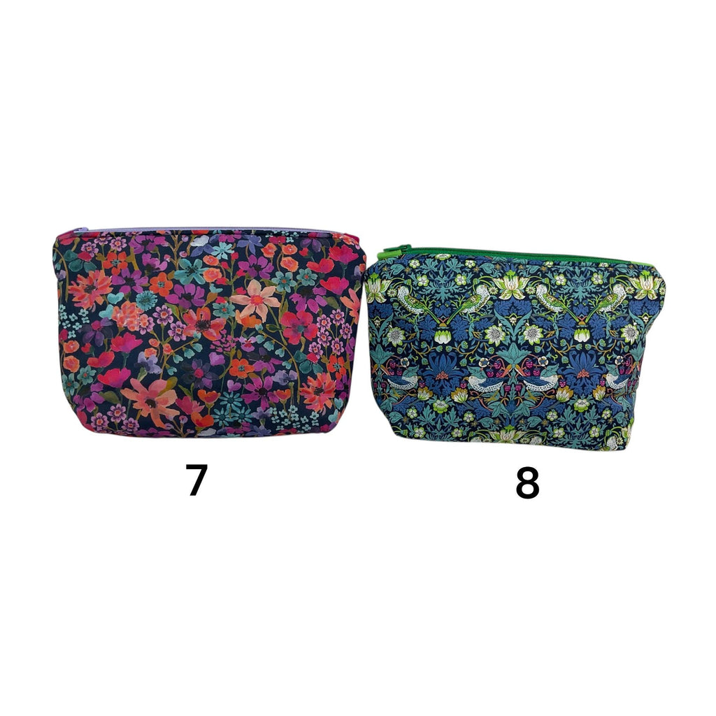 Cosmetics bag in floral Liberty prints,small floral wash pouch, waterproof zipped travel bag, Makeup storage, pretty ladies gift