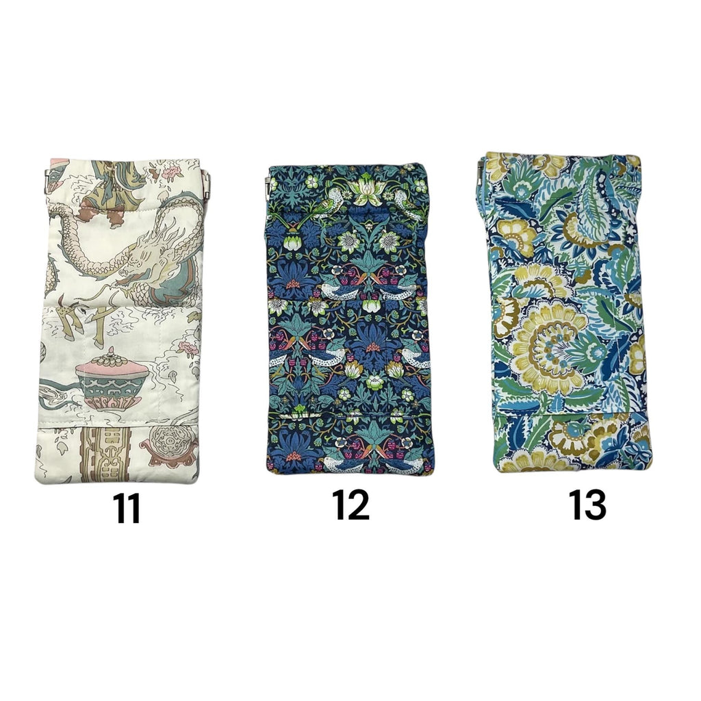 Glasses cases in Liberty floral fabric, snap shut spectacles pouch, sunglasses flex frame, ladies eyeglasses holder, women's gift,