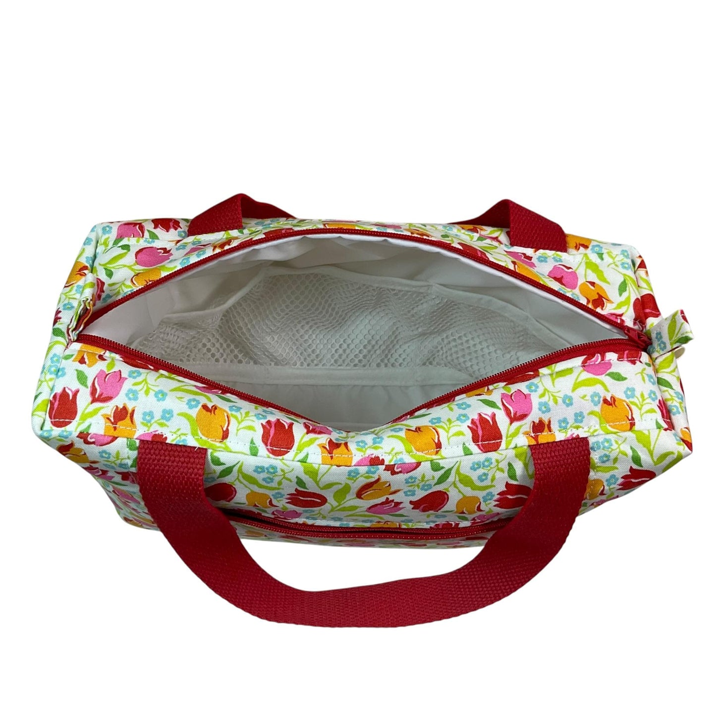 Liberty fabric large toiletries bag with handles and zip pocket