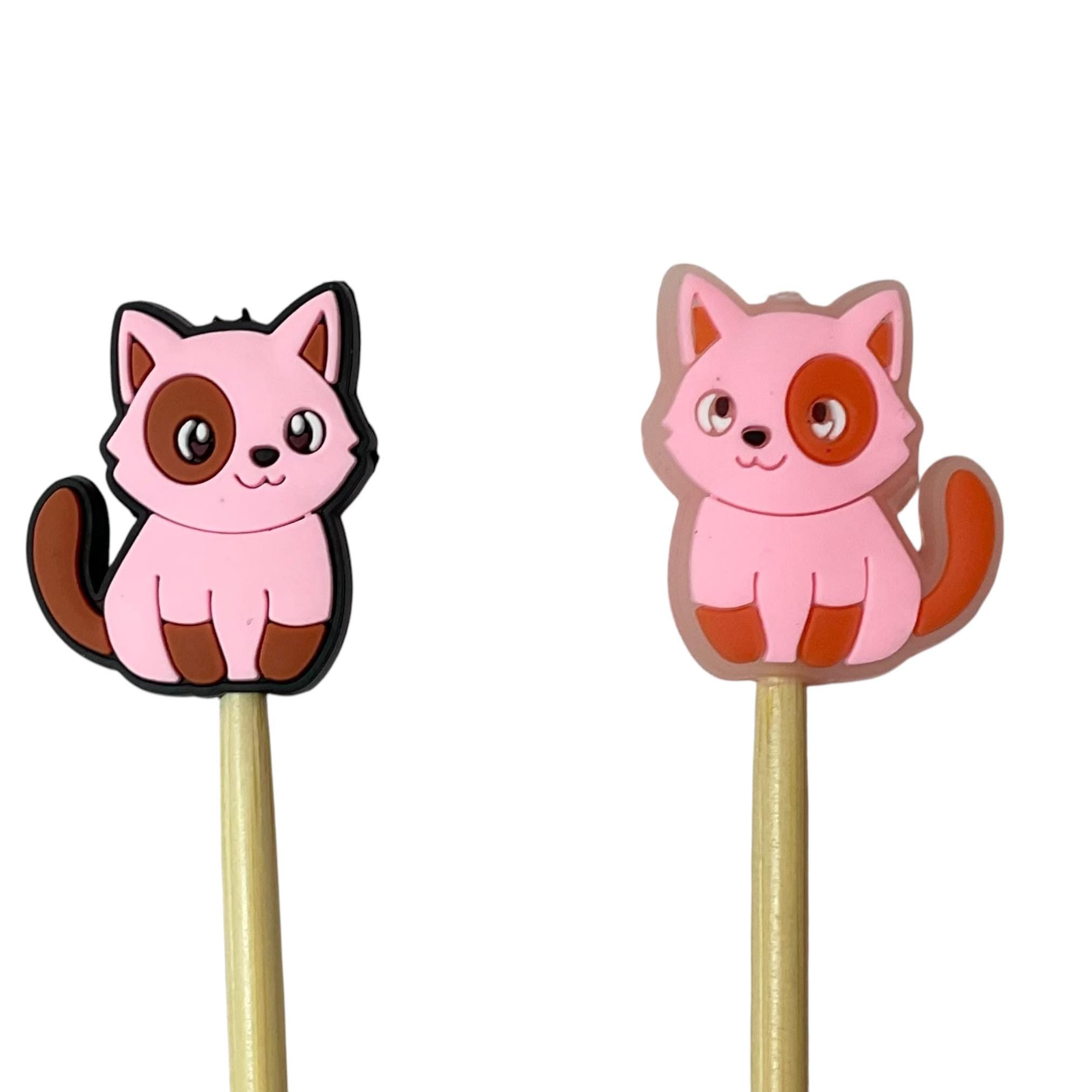 stitch stopper in a cat shape, kitty glow in the dark needle point protector, cat mum knitting gift,
