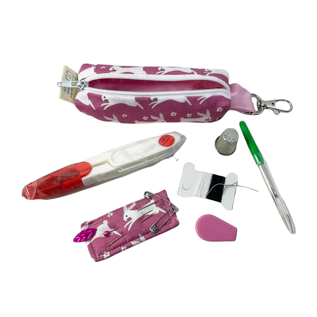Mini sewing kit with lanyard clip, travel mending case, keyring needle case, keychain sewing notions, stocking filler, christmas gift