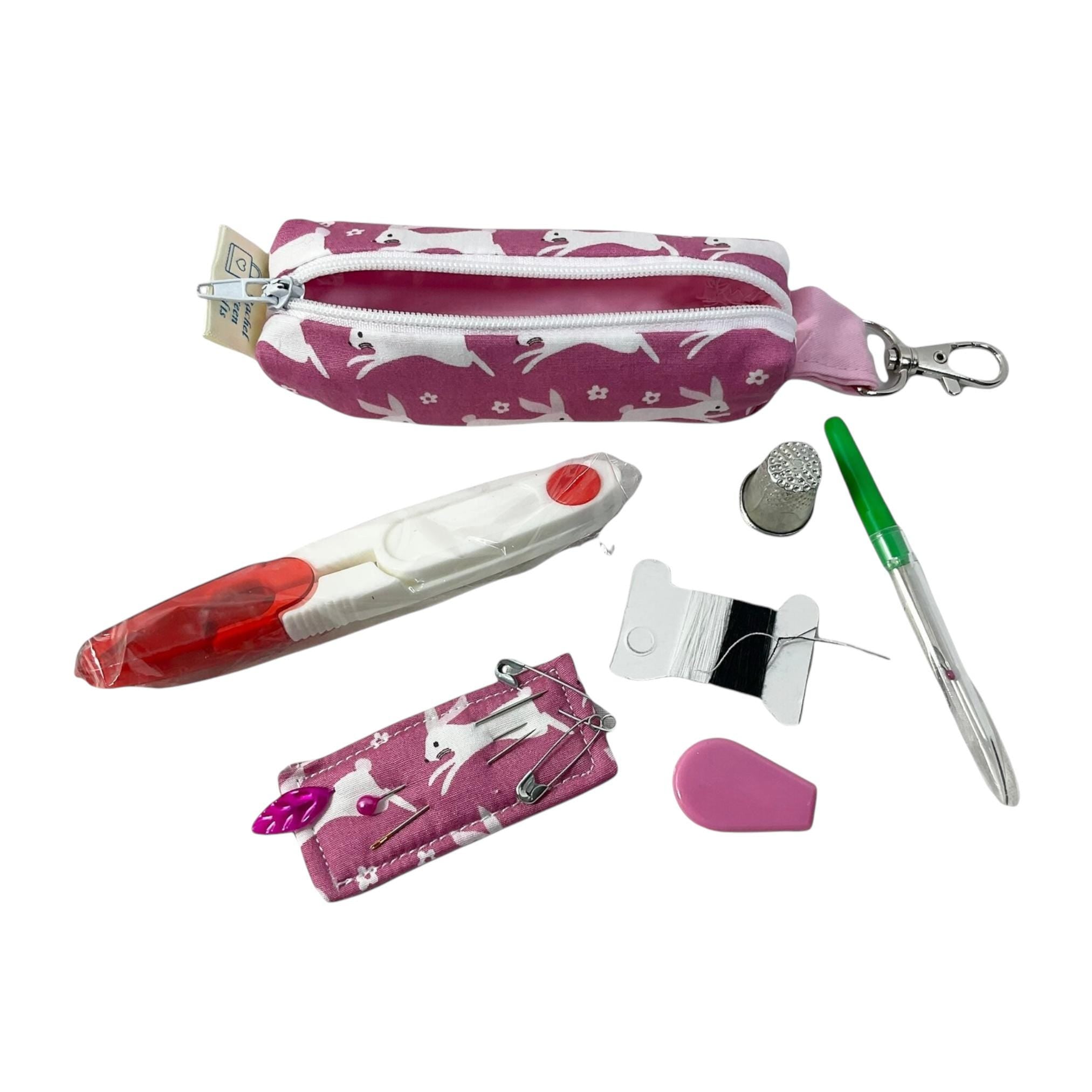 Mini sewing kit with lanyard clip, travel mending case, keyring needle case, keychain sewing notions, stocking filler, christmas gift