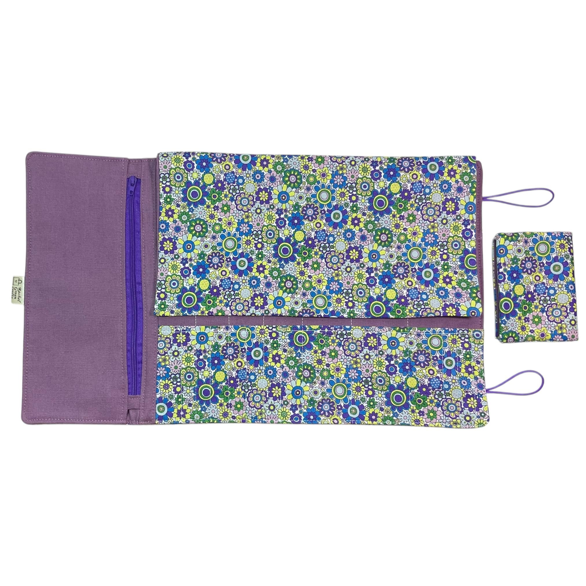 Liberty Floral fabric  interchangeable and double pointed knitting needle case, hiya hiya pouch, knit pro wallet, sock needle case
