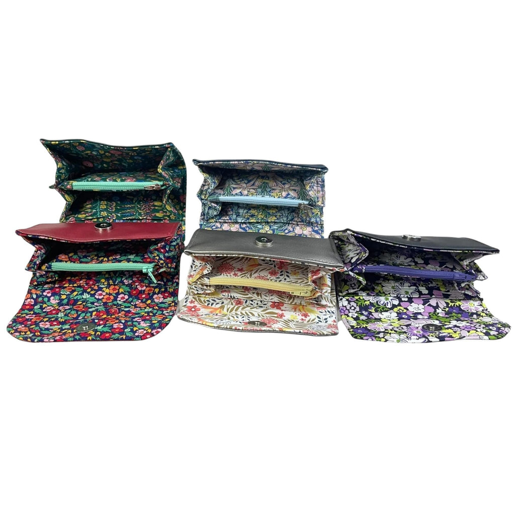 Concertina purse in faux leather and lined with liberty floral cotton fabric, coin and card wallet,  floral  ladies gift