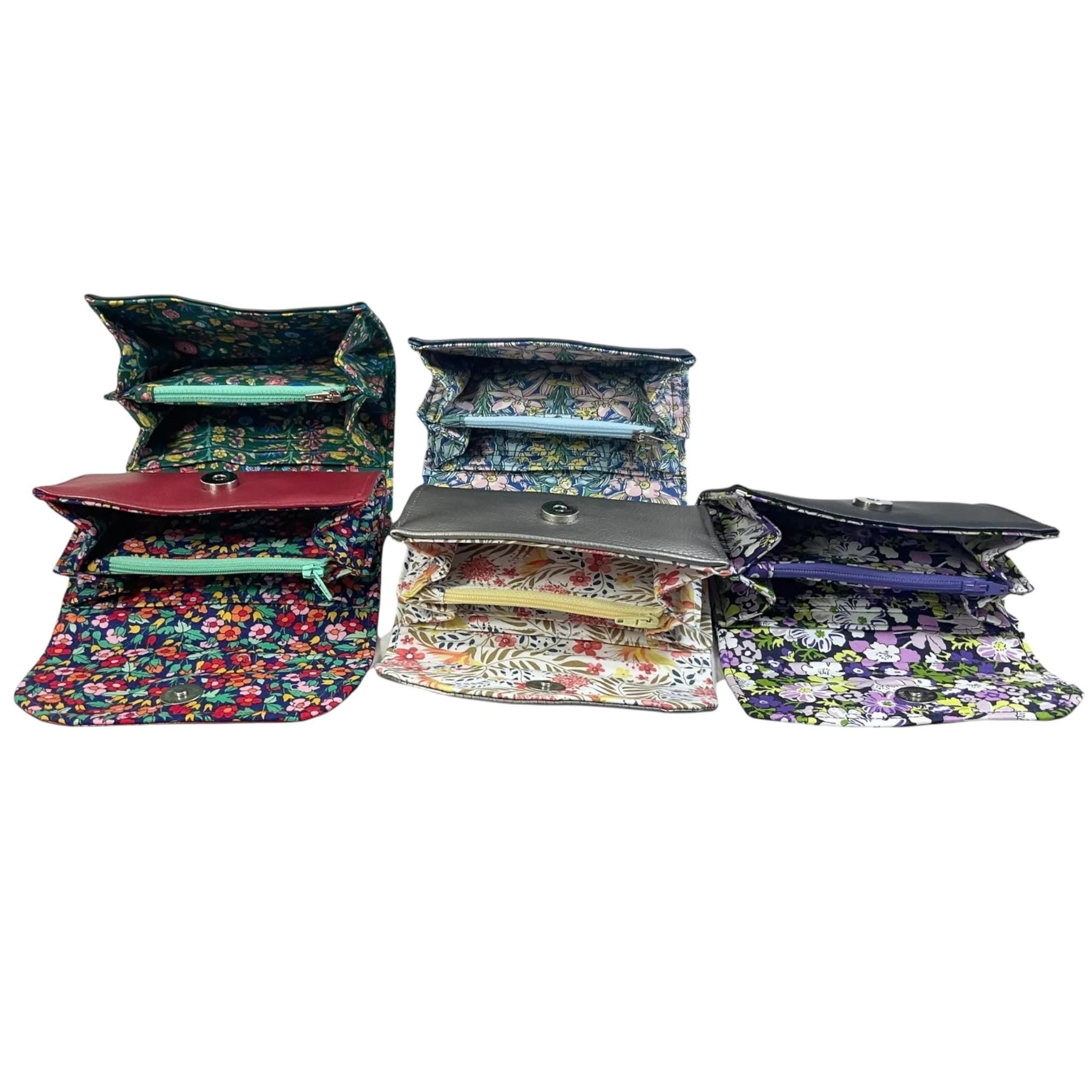 Concertina purse in faux leather and lined with liberty floral cotton fabric, coin and card wallet,  floral  ladies gift