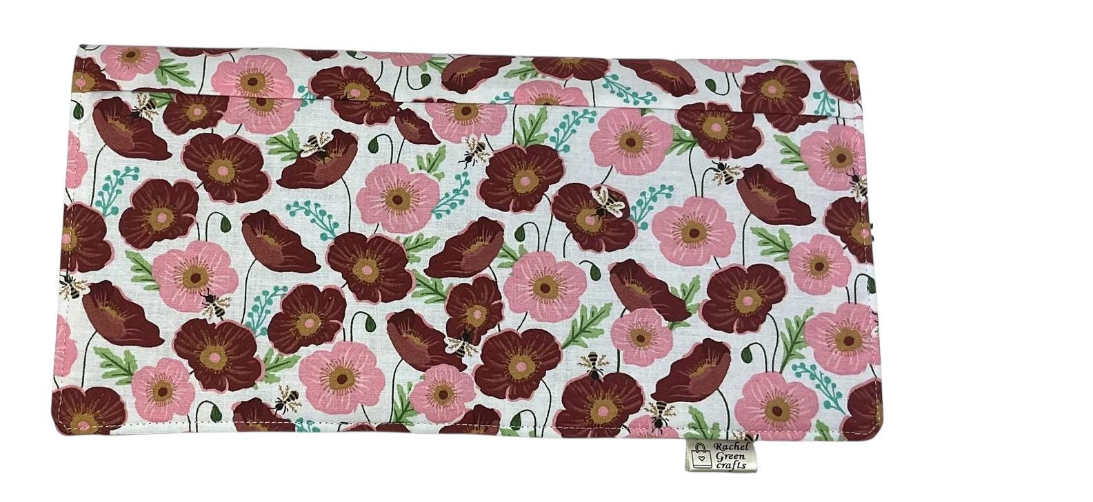 Interchangeable knitting needle case with bees and flowers , floral addi case, chiagoo wallet, knit pro organiser pouch, hiya hiya case,
