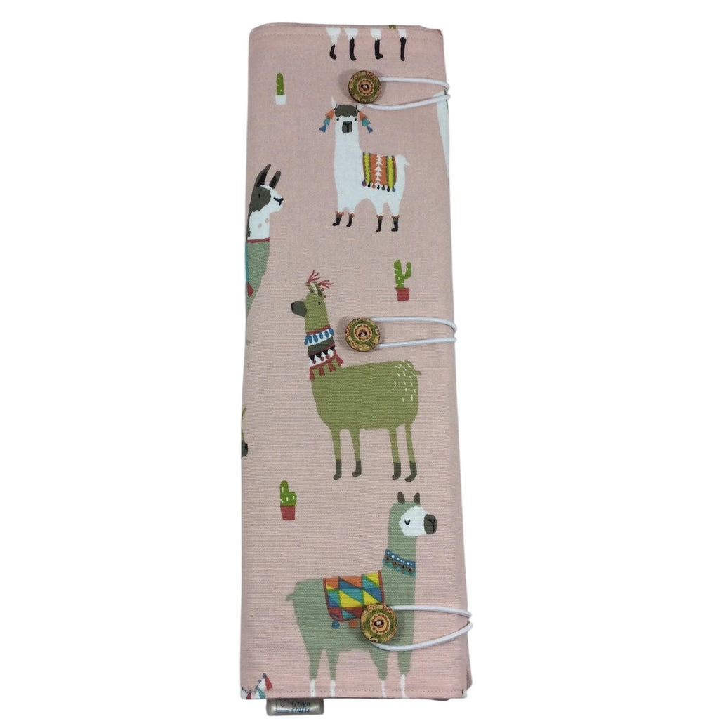 Straight and double pointed knitting needle case with alpacas, knitting needle pouch,  needle storage, long needles wallet, sock needle