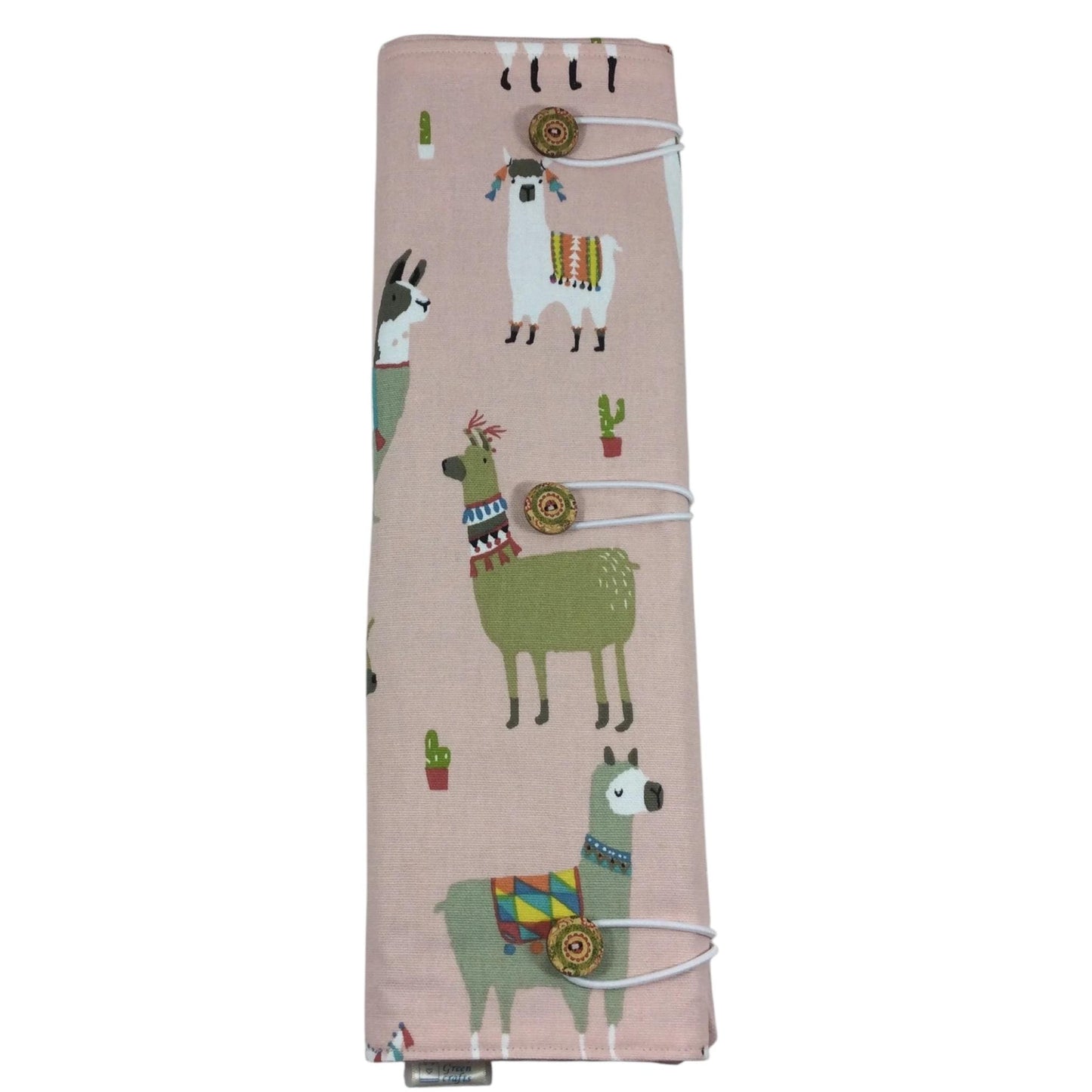 Straight and double pointed knitting needle case with alpacas