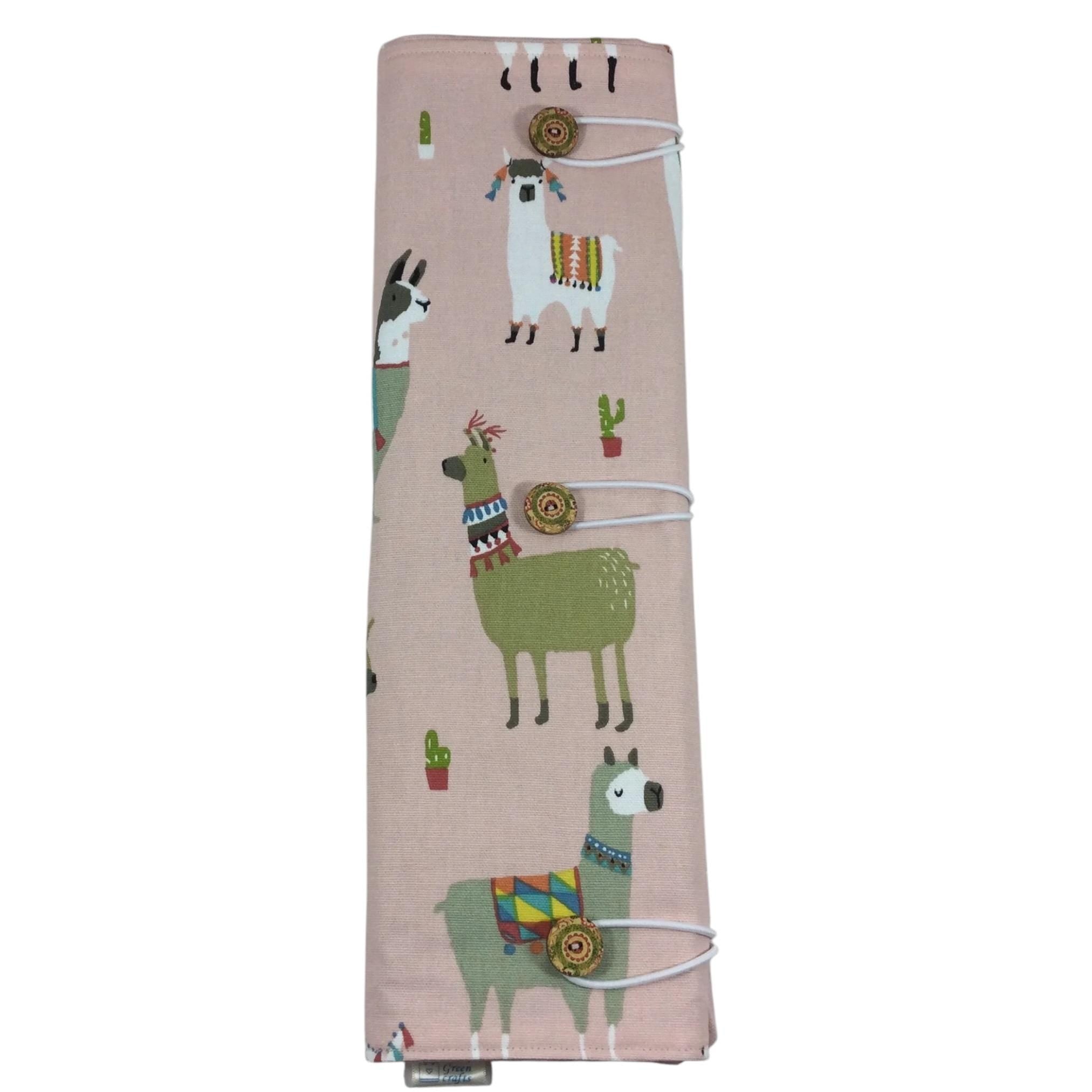Straight and double pointed knitting needle case with alpacas, knitting needle pouch,  needle storage, long needles wallet, sock needle