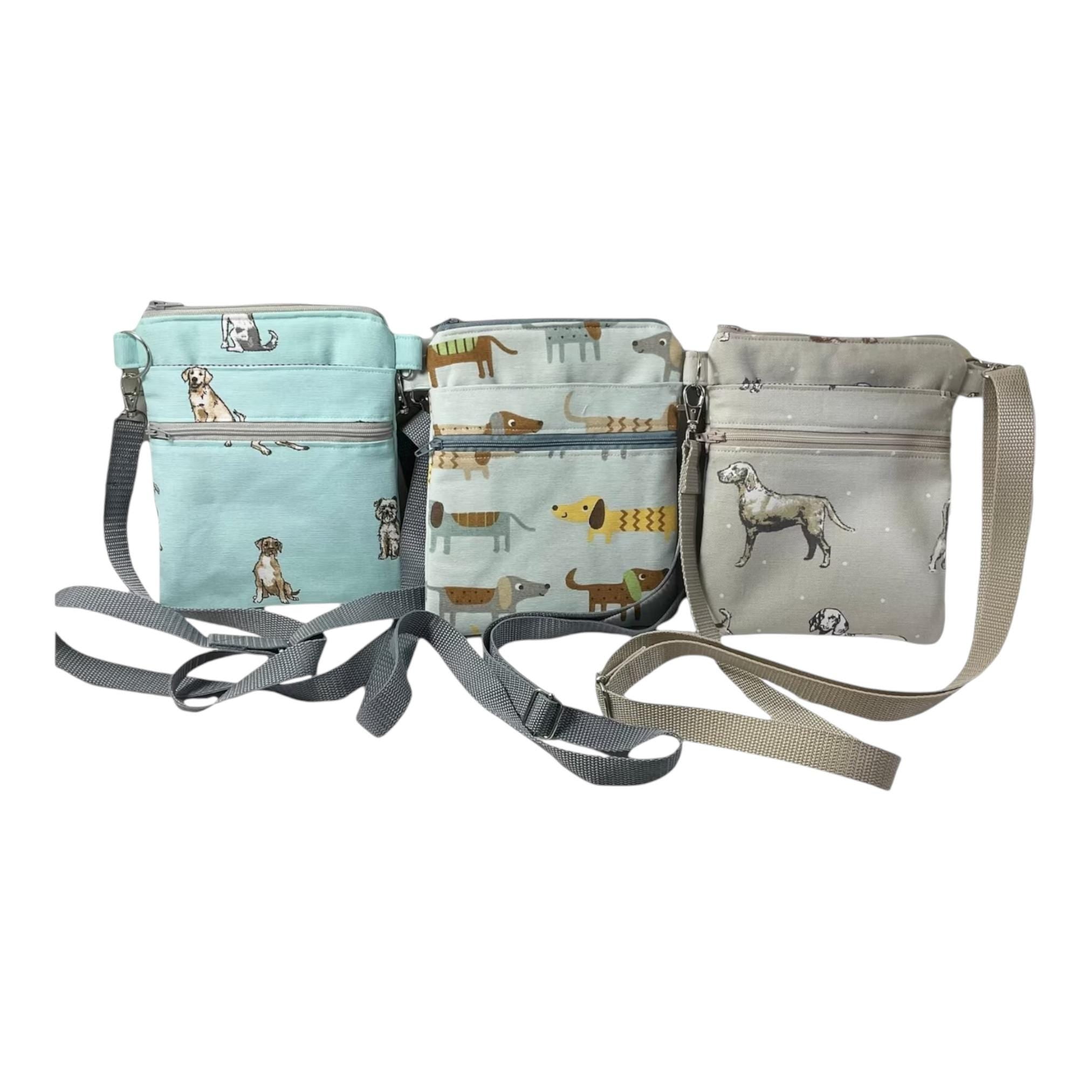 Dog print slim phone shoulder bag with multi pockets, teenager messenger phone pouch, mini clutch bag, clubbing festival bag, dog lover gift