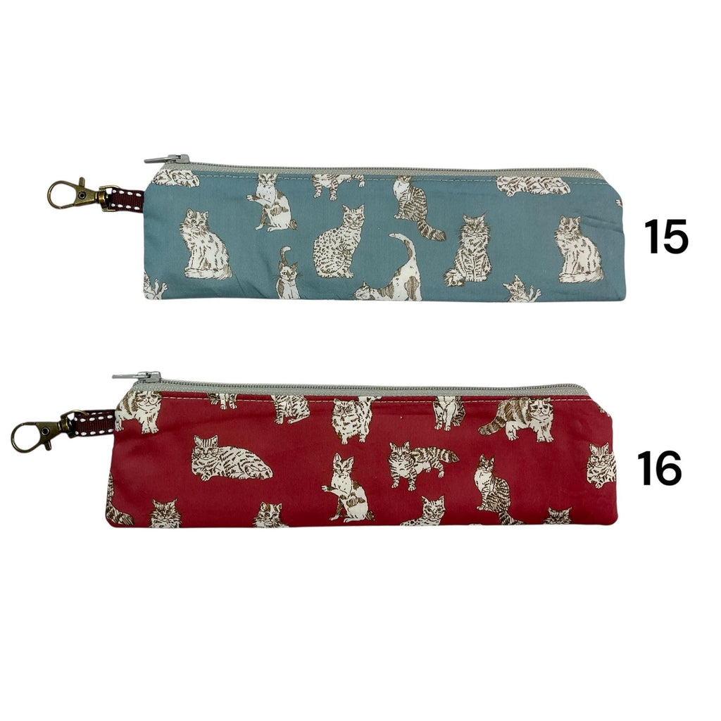 Liberty fabric slim pencil case, floral skinny zip pouch with lanyard clip, small items pouch, nail file storage, medical female sanitary