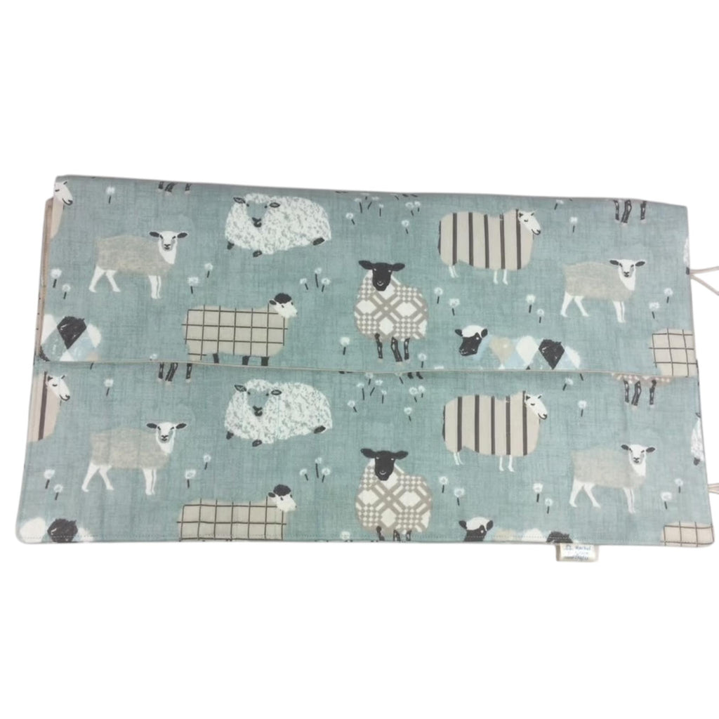 Double pointed knitting needle case with blue sheep, DPN or crochet hook case, sock knitters gift,