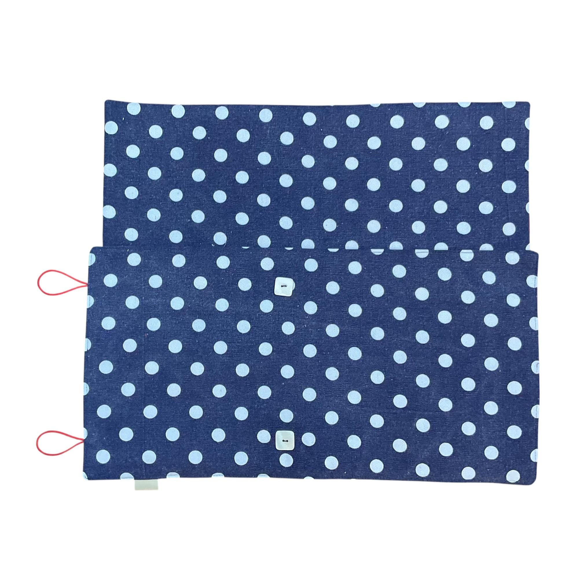Double pointed knitting needle case with denim spot,  DPN or crochet hook case, sock knitters gift,