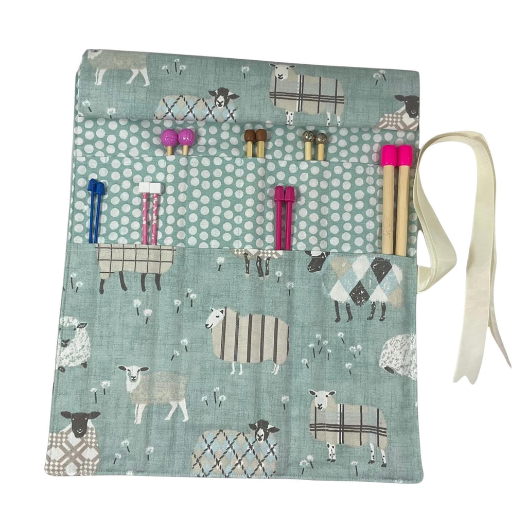 Straight knitting needle case, needle roll , sheep needle case, needle storage, knitting accessories, knitters gift,needle organiser