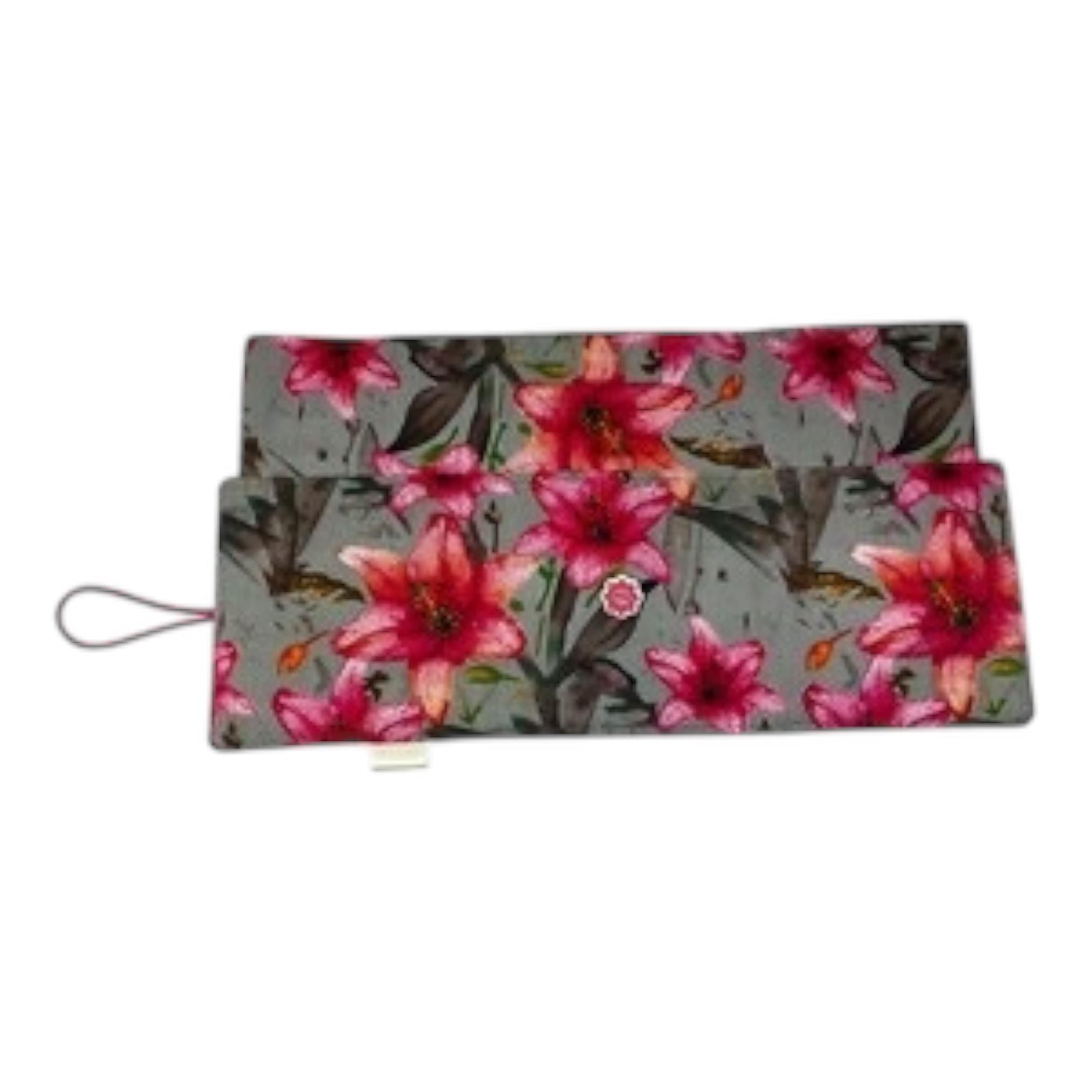 Circular needle case for short needles in floral print, needle wallet, fixed 16" case, 9" sock needles, 12" , knitters gift, needle holder,