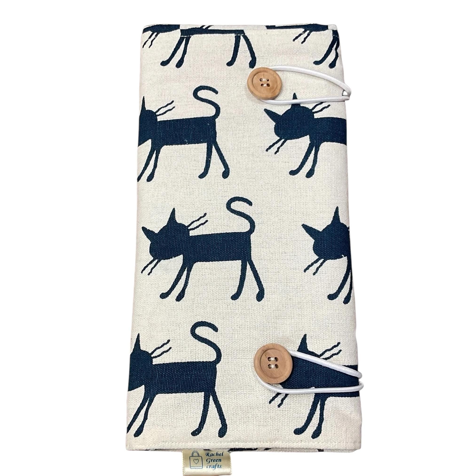 Double pointed knitting needle case with cats,  DPN or crochet hook case, sock knitters gift,