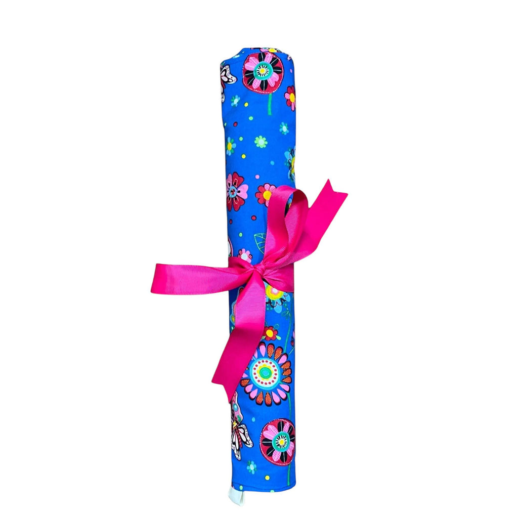 Straight knitting needle case with ladybirds, butterflies and flowers, bugs knitting storage case,, knitters gift,needle organiser