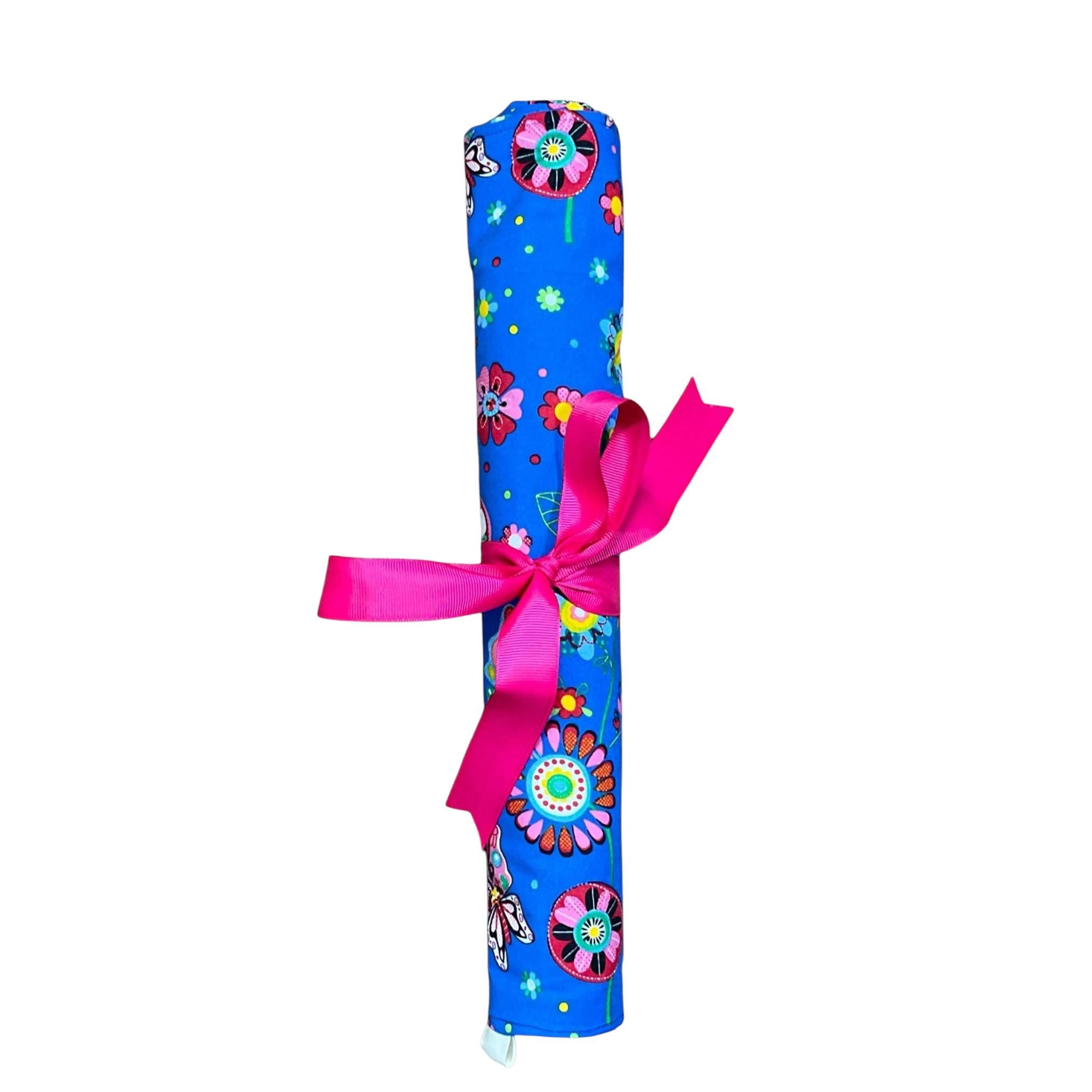 Straight knitting needle case with ladybirds, butterflies and flowers, bugs knitting storage case,, knitters gift,needle organiser