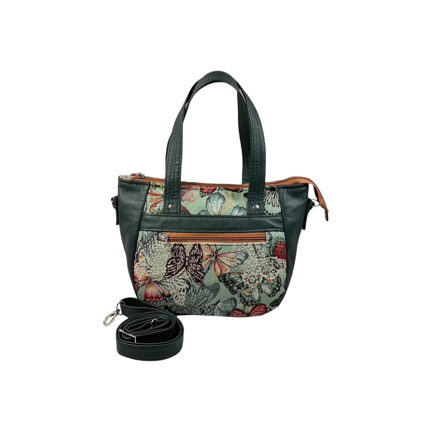 Crossbody Handbag in genuine Leather and butterfly print